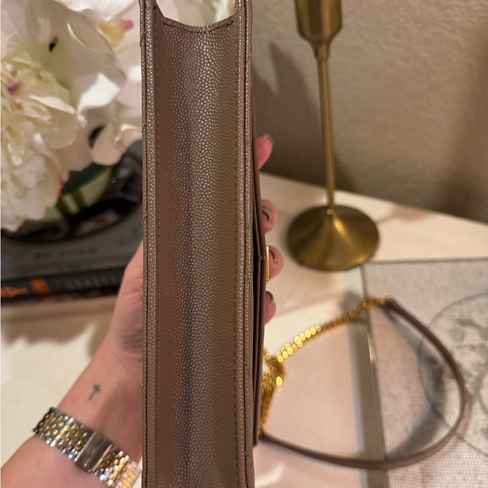 Yves Saint Laurent Taupe Quilted Crossbody Bag - Picture 8 of 16